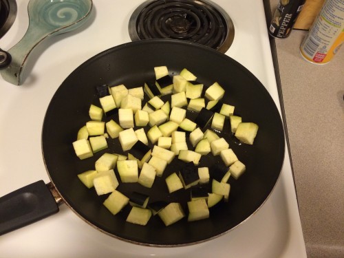 eggplant about to be stir fried