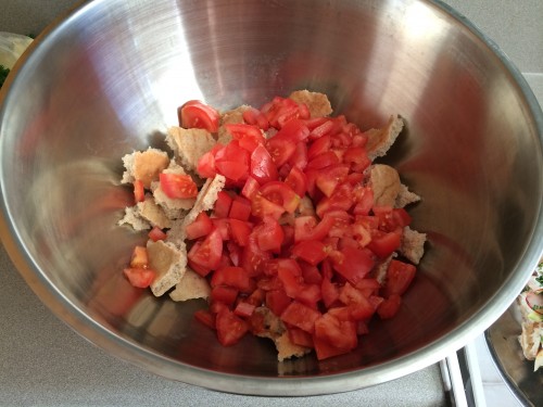 Fattoush and diced tomatoes