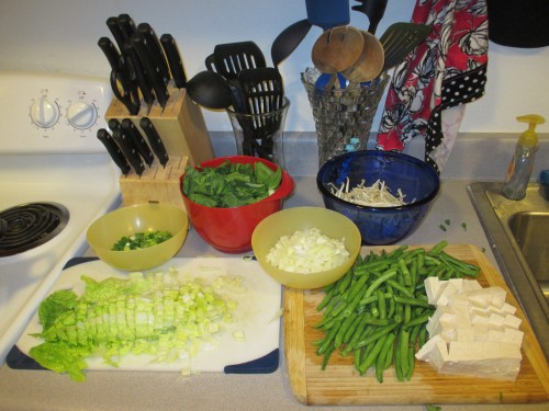 key to making this dish as stress-free as possible: prep station!