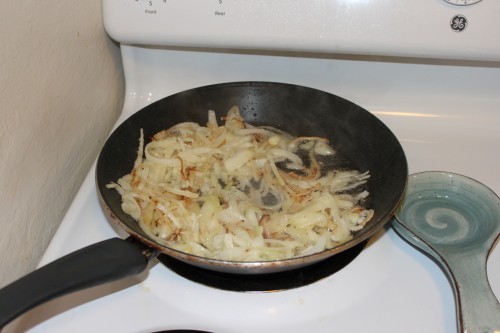 frying the onions in sunflower oil