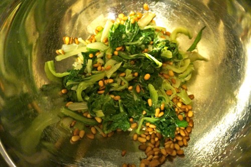 Blanched swiss chard with toasted pine nuts