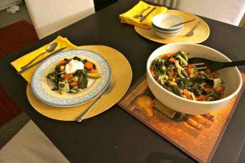 chick pea saute with greek yogurt