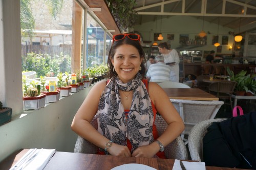 Smiling at Cafe Itamar