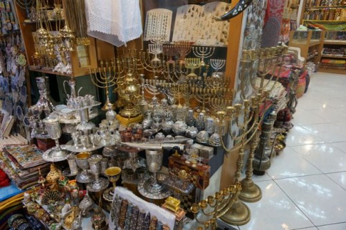 Menorah shop in the old city in Jerusalem