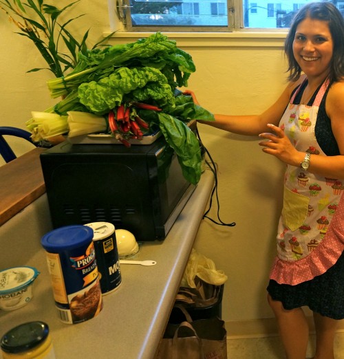 Here I am contending with my mountain of swiss chard