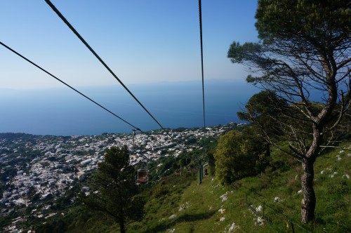 Chairlift ride up the mountain in Capri