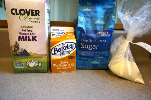 Ingredients for malabi: milk, cream, sugar, corn starch