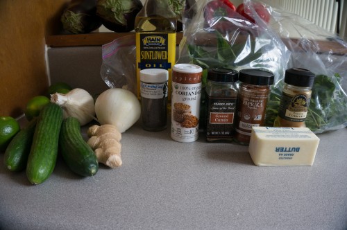 Ingredients for curried red lentils