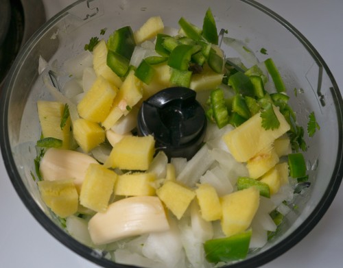 Onion mixture in the food processor