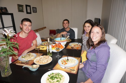 Gavin, Patrick, Meera, and Kari helping me eat the risotto