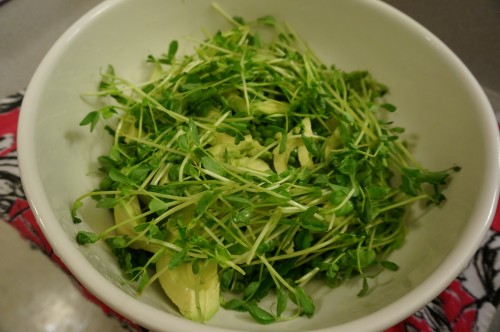 Mint, cilantro, pea shoots, avocado, and green peas3