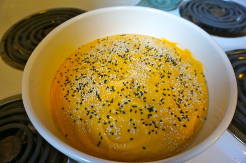 Butternut squash and tahini dip before date syrup is added