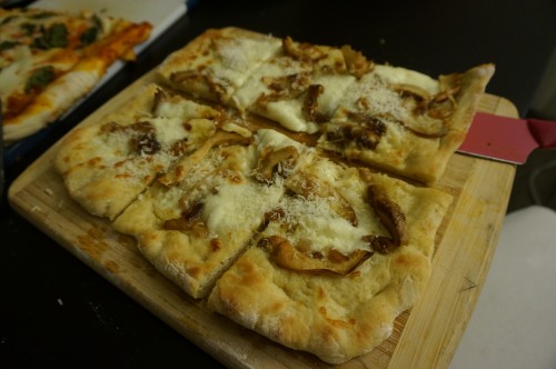 Final product: home made Matsutake pizza with mozzarella and parmesan reggiano sprinkled on top