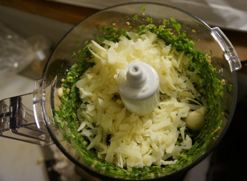 Basil, pine nuts, garlic, and Parmesan